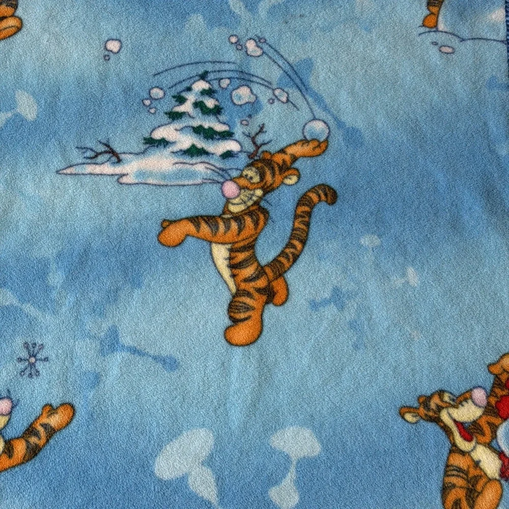 Disney Baby Blue Tigger Baby Blanket Satin Silky Edge Lovey Crown Crafts